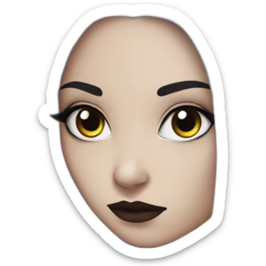 Raven Queen White gothic girl with long straight black hair and purple streak sticker