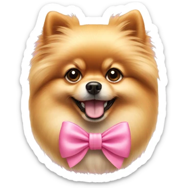 Pomeranian dog wear a pink bow  sticker