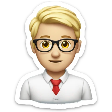 white nerd with heart hand sticker