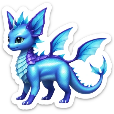 Shiny Nebulae Purrloin-Lumineon-Vaporeon-Amaura-Dragonair-Fakémon-hybrid-creature (full body)  sticker