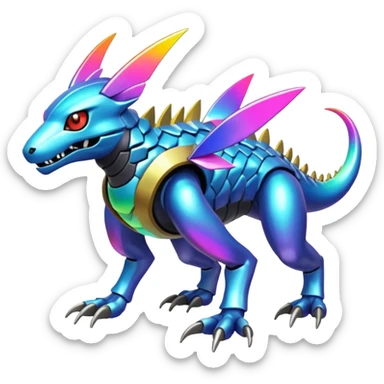  exotic colorful Protogen-Fakémon-Pokémon-Spectrobes-Digimon-Vernid-creature (full body) sticker
