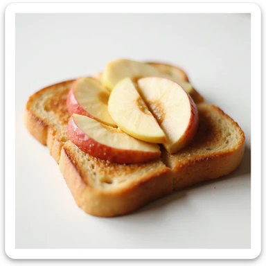 a slice of toast with apple slices on top, realistic style sticker