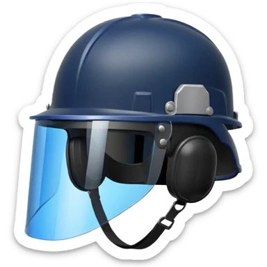Police riot helmet with visor
 sticker