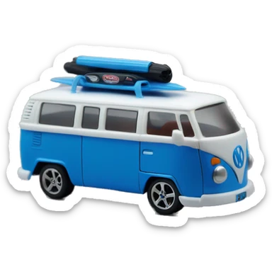 Side view.Mattel hot wheels Volkswagen Kool Kombi.tooned.sports car.blue. sticker