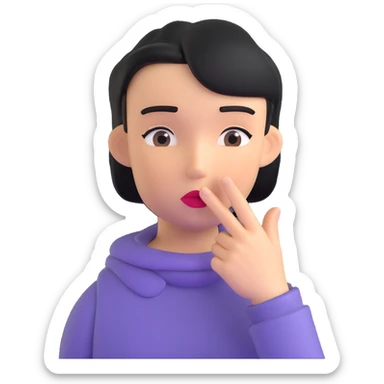 3d character with finger over lips making quiet gesture sticker
