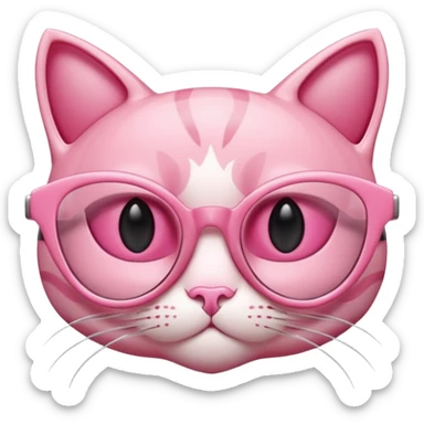 A 3D cartoon rose-pink cat-eye shaped spectacle, glossy curved frame, soft reflections, isolated on plain background. only glasses. ONly glasses. sticker