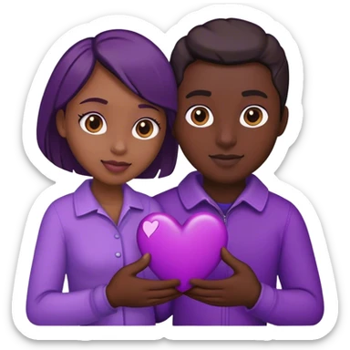 Pareja con corazón morado sticker