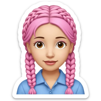 A light-skinned woman with small pink braids, brown eyes, and a gentle smile. sticker