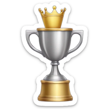 royal empty Christian trophy for the winner with a cross on royal background sticker