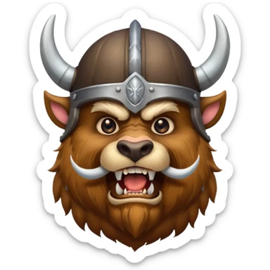 Viking Bear wearing horned helmet growling sticker