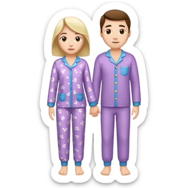 full-length couple in matching pajamas sticker