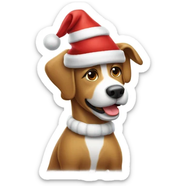 Un perrito con un gorro de navidad sticker