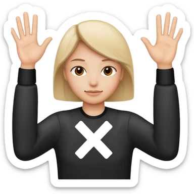 Please make an emoji where the wearer marks O or X with his arm. sticker