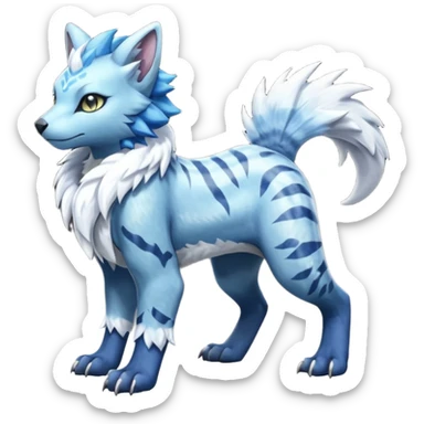 Icy scarf-covered glacial glistening glossy smooth soft flaky scaly furry hyper-realistic boreal Lunaray-Manectric-Absol-Luxray-Bobcat-Fakémon-fusion-animal-creature, full body  sticker