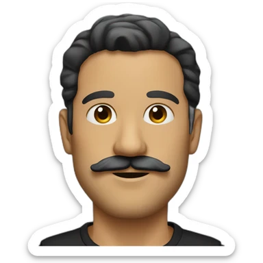 Man slim moustache beard black clothes sticker