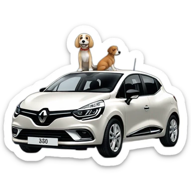 Renault Clio with dog sticker
