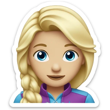 blond girl with blue eyes with horse sticker