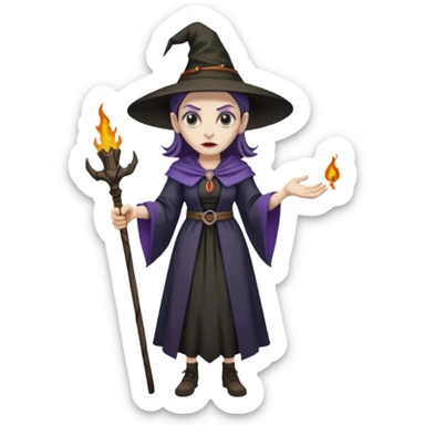 Pitonisa: mujer entre unos 40 y 50 años, cara de mala, malas intenciones, cara un poco deforme tipo bruja, y ropa antigua. cuerpo entero de la época púnica sticker