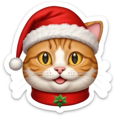 Un gato con gorro navideño Cara feliz Para El día de Navidad sticker