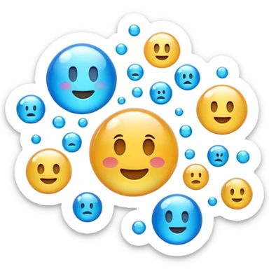 3D iPhone style emoji of free-floating bubbles, scattered randomly in the air, translucent and shiny, various sizes, not contained in any circle, isolated on white background, soft shadows, high detail, NO FACE sticker
