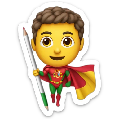 superhero pencil wearing a spain flag sticker