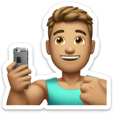 muscular boy with a smartphone taking a selfie of himself sticker