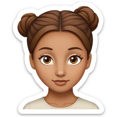 Female light brown brown hair that’s in a singular bun and has lighter brown eyes  sticker