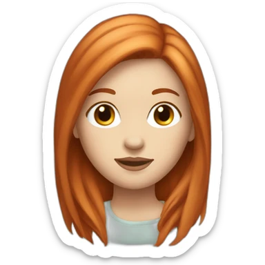 redhead white woman medium long straight hair, in love sticker