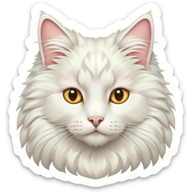 White Norwegian forest cat with majestic ruff, triangular face, thick winter coat sticker
