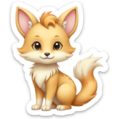 Kawaii bright fantasy ethereal anthro fursona animal with a tufted tail and round ears sticker