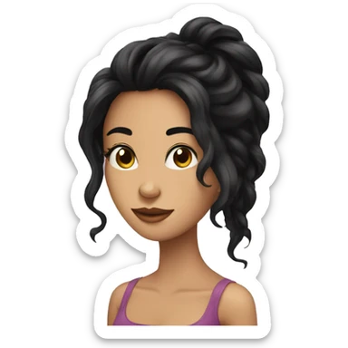 Beautiful woman with long black hair and ayes big and black sticker