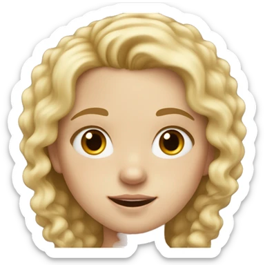 little blonde girl with long, slightly curly hair and white skin with a few freckles on her cheeks sticker