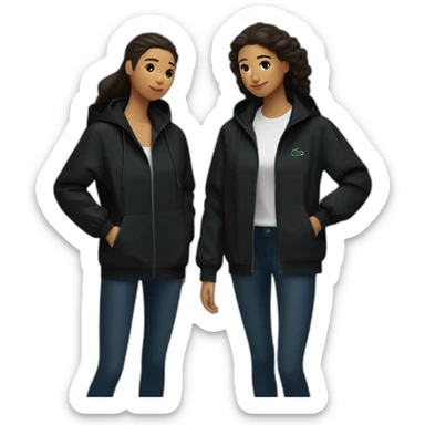 Lacoste latin two friends woman with black windbreaker sticker