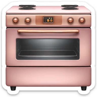 Realistic pastel pink and metallic copper vintage oven. sticker