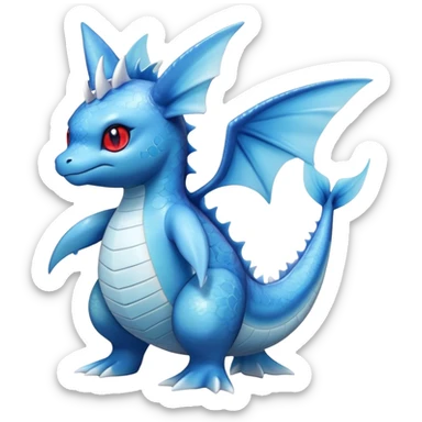 Edgy cool Lapras-Vaporeon-Pokémon-hybrid full body, four legs, red eyes,  sticker