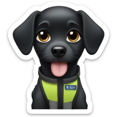 Small Black dog in service vest sticker