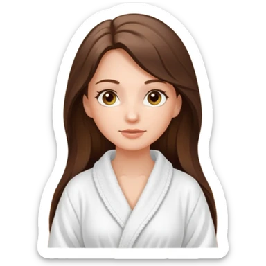 white long brunette hair girl with hazel eyes in a bathrobe  at the spa sticker