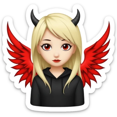A black and blonde haired girl with a devils wing and tail and she's emo sticker