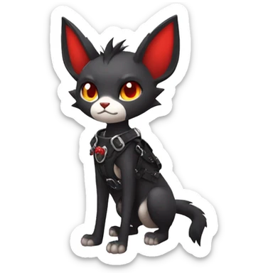 cool edgy cute black punk red fantasy nargacuga-bat-cat-Fakemon collar harness full body sticker