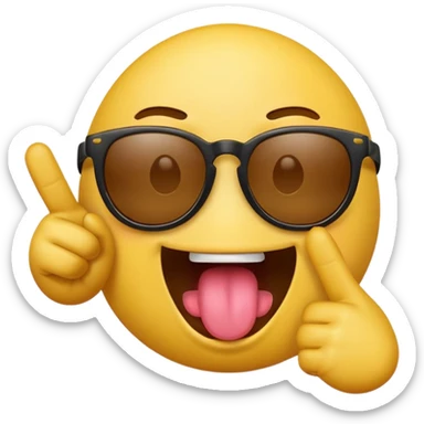 Fassa um emoji simples aquele da carinha amarelo de óculos escuro dando uma língua bem ofensiva e mostrando o dedo do meio da mesma forma sticker