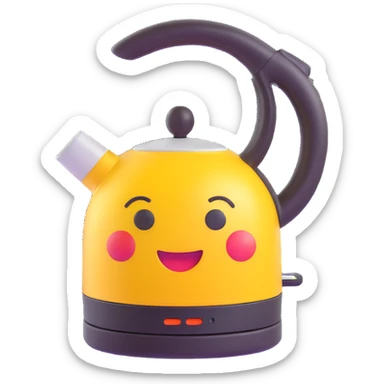 electric kettle, 3D emoji style sticker