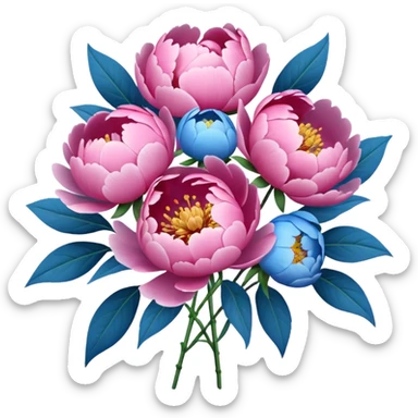 Boquet of flower peony sku blue  sticker
