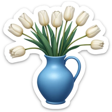 White tulips Flowers in a blue vase sticker