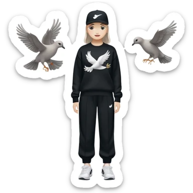 Crea Un Emoji Con Cuerpo Completo Y Una Gorra De Nike Unos Zapatos Campus Adidas Suéter Negro De LA Y Un Pantalón Con Palomas Estilo Bellaco O Ancho sticker