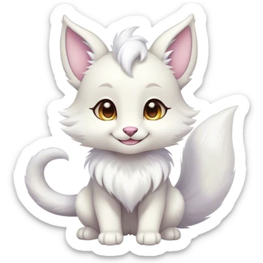 Kawaii bright fantasy ethereal anthro fursona animal with a tufted tail and round ears sticker