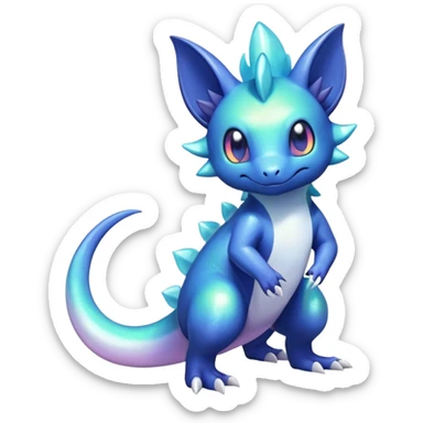 Rainbow crystalic Shiny pastel Salandit-Meowstic-Noibat-Fakémon-hybrid-creature (full body)  sticker