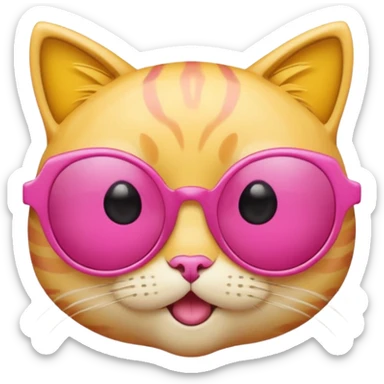 make a yellow circle face emoji with diva sun glasses that are like bright pink cat eye and like long lashes and the hand tilting the sunglaggeses dsown sticker