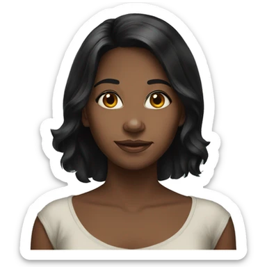 barefoot black-haired girl portrait sticker