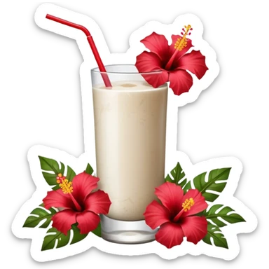 coconut drink with red flowers sticker