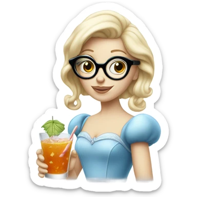 Pale Cinderella wearing glasses drinking a cocktail  sticker